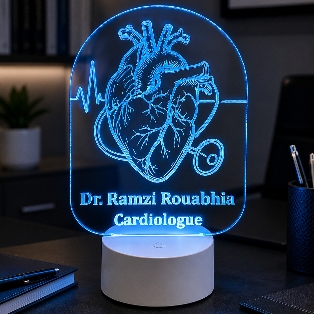 Lampe Personnalisée – Cœur & Stéthoscope