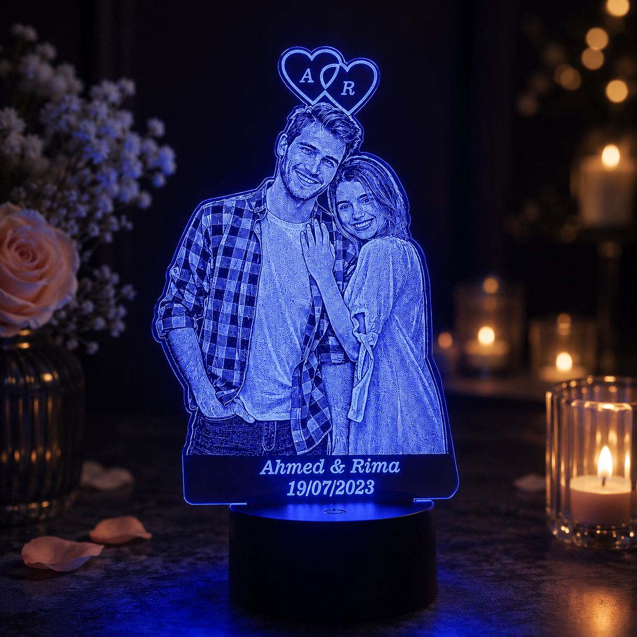 Lampe Personnalisée – Initiales d’Amour
