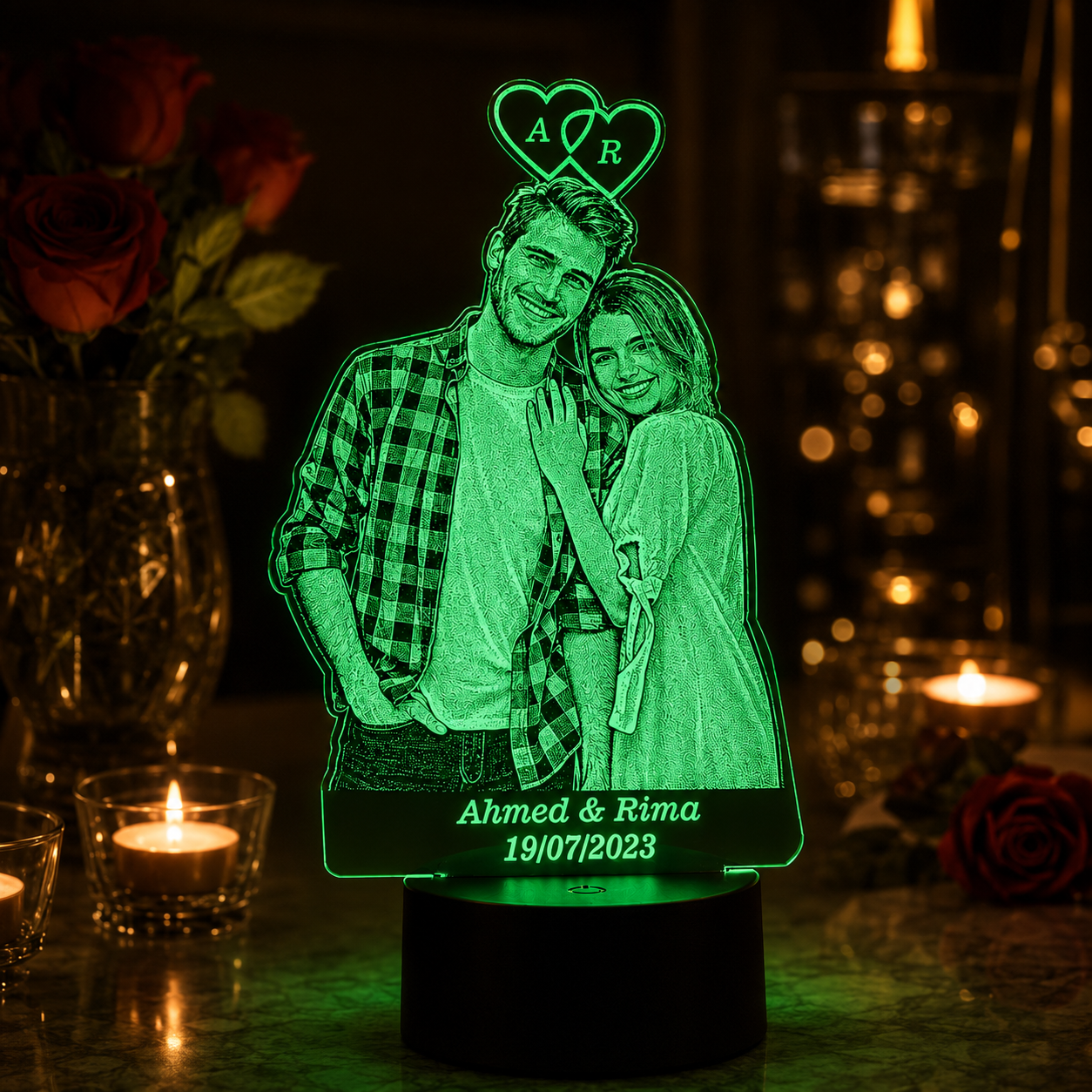 Lampe Personnalisée – Initiales d’Amour