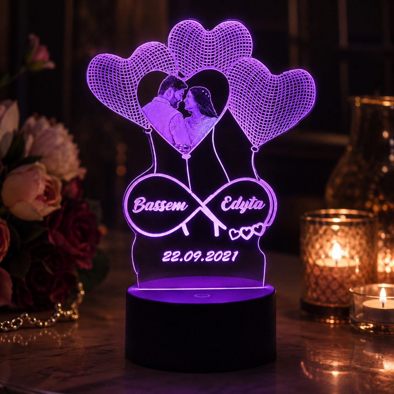 Lampe Personnalisée – L’Envolée des Cœurs