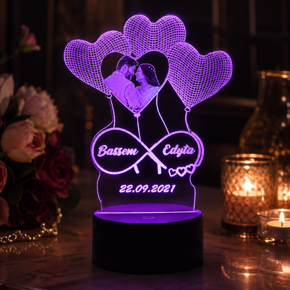 Lampe Personnalisée – L’Envolée des Cœurs