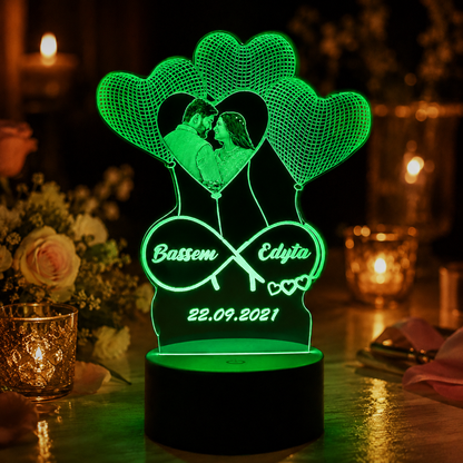 Lampe Personnalisée – L’Envolée des Cœurs