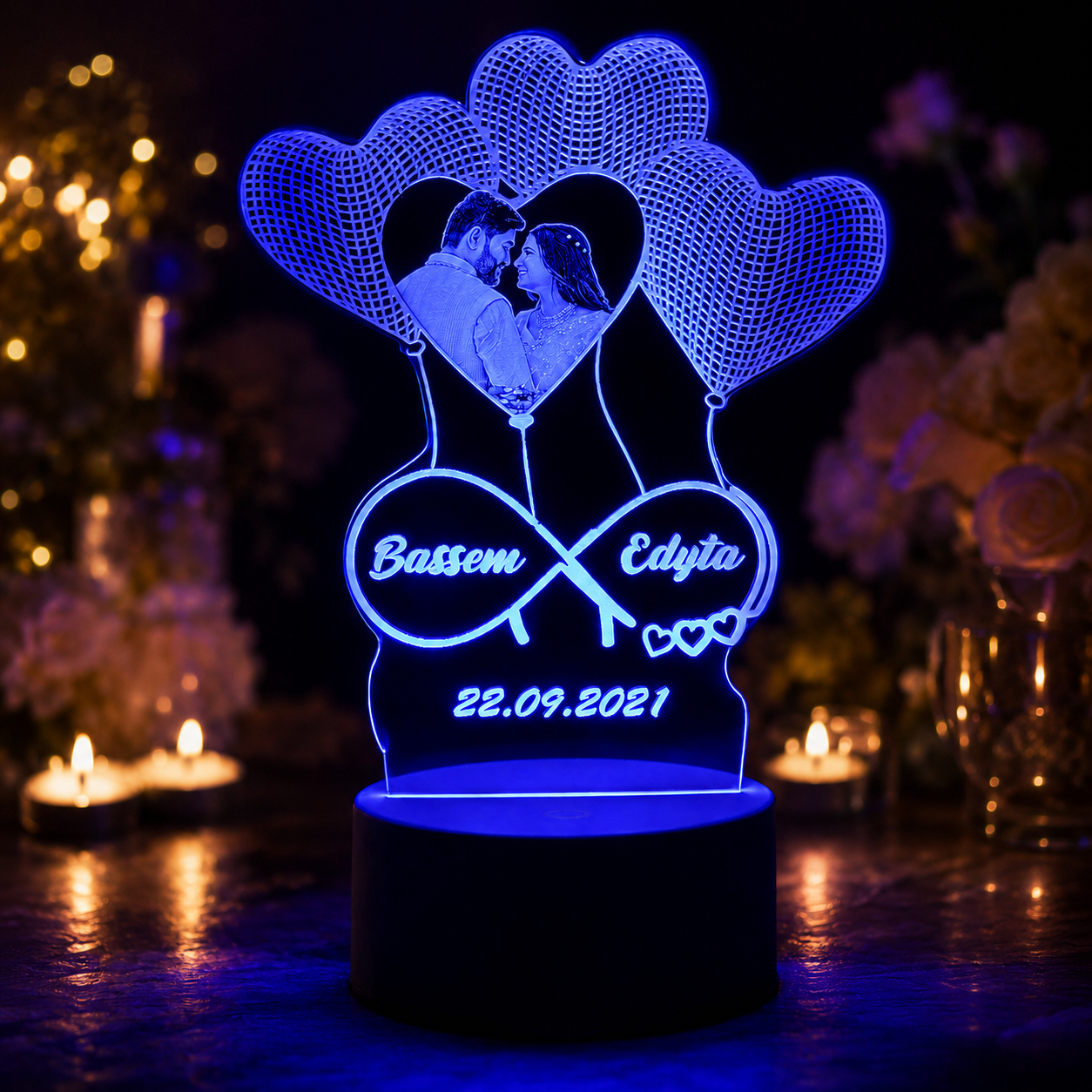 Lampe Personnalisée – L’Envolée des Cœurs