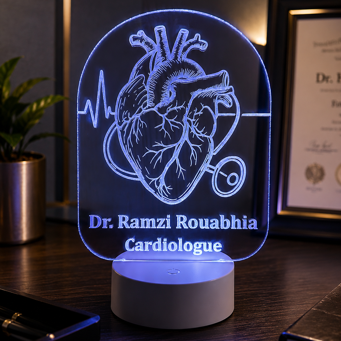 Lampe Personnalisée – Cœur & Stéthoscope