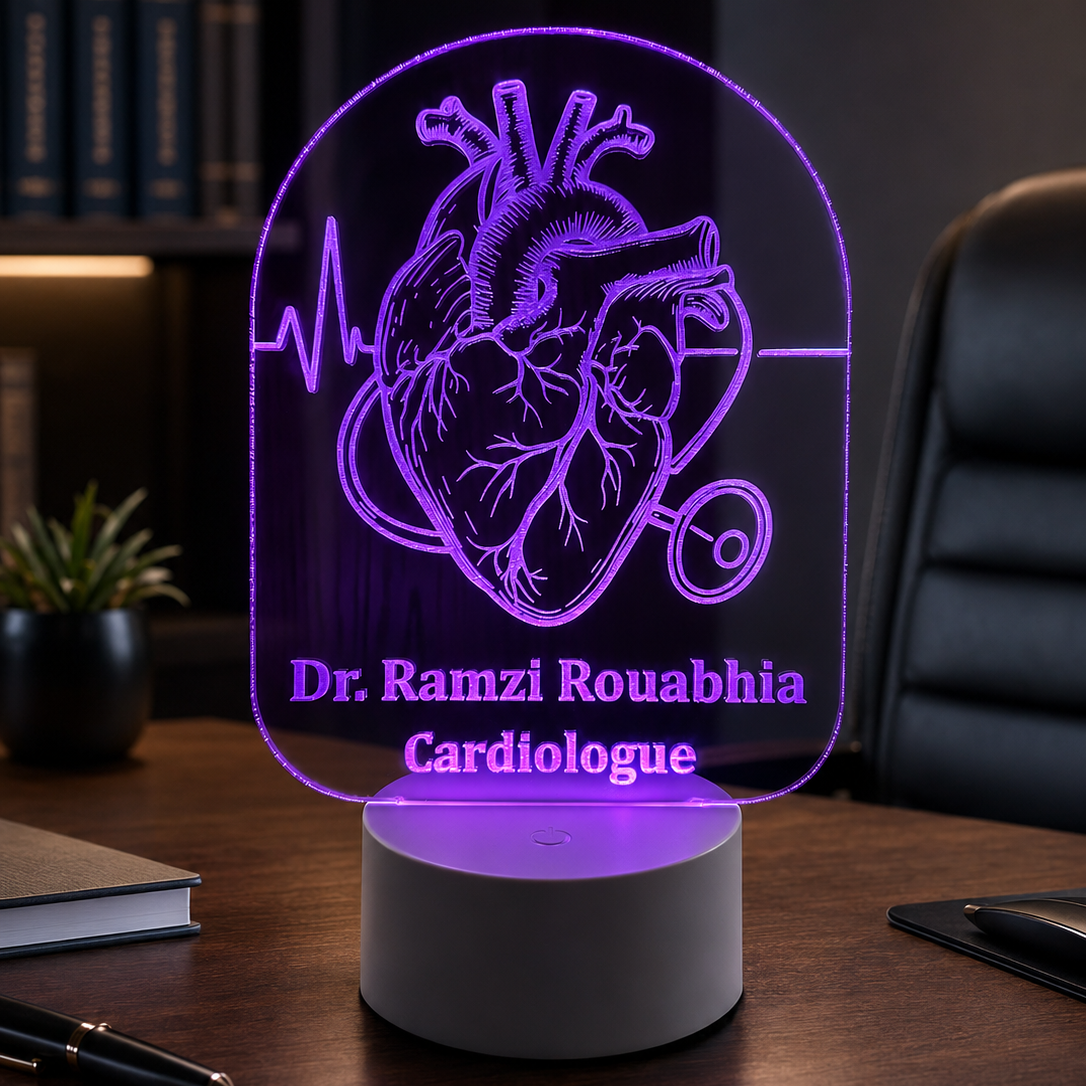 Lampe Personnalisée – Cœur & Stéthoscope